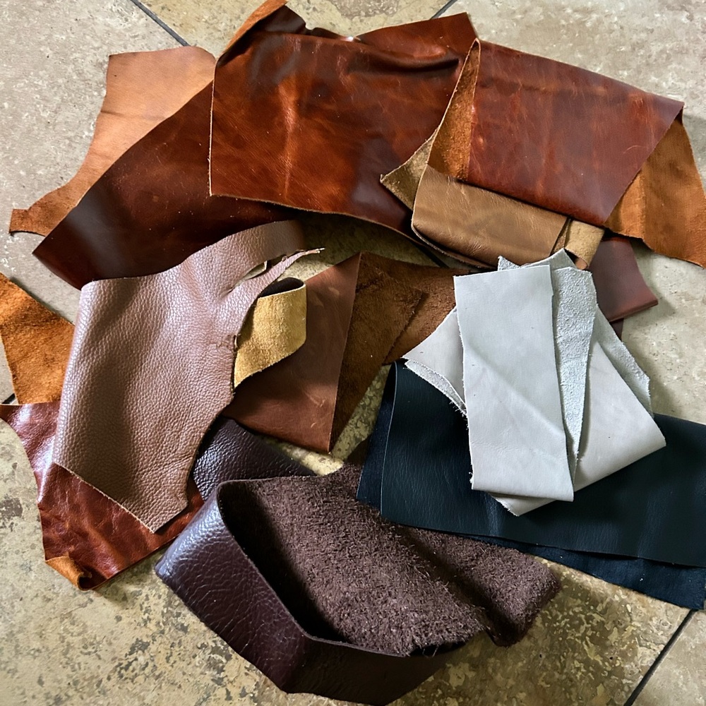 #3B- Leather remnants pieces perfect for crafting